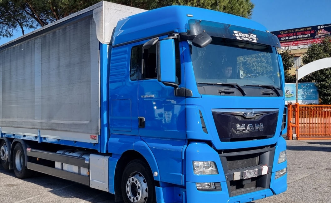 MAN TGX 26.400 CENTINATO ALZA E BASSA MT 9.60 RETARDER+3 ASSE INTELLIGENTE EURO6