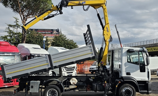 IVECO EUROCARGO 120E24 RIBALTABILE TRILATERALE+GRU COPMA 110.3